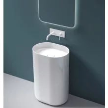   Rea Dolce szabadon álló öntött márvány mosdó 52x39 cm, fehér REA-U4302