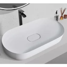   Rea Iris pultra tehető öntött márvány mosdótál 70x36 cm,  matt fehér REA-U4305