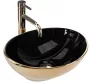 Rea Sofia pultra tehető kerámia mosdótál 41x34,5 cm, fekete / arany REA-U4527