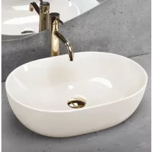   Rea Lisa pultra tehető kerámia mosdótál 49x35 cm, fényes ecru REA-U4591