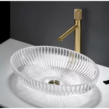   Rea Nicole pultra tehető edzett üveg mosdó 51x35 cm, átlátszó REA-U4701