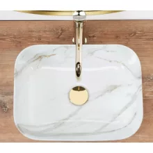   Rea Demi Mini ívelt pultra ültethető kerámia mosdótál 40x30,5 cm, kőminta REA-U5065