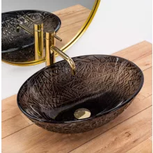   Rea Frost pultra tehető átlátszó üveg mosdótál 51x35,5 cm, fekete REA-U5071