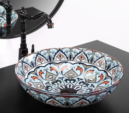 Rea Mexico pultra helyezhető kerámia mosdótál 40 cm,  mintás REA-U6030