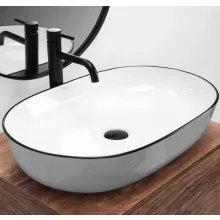  Rea Cleo pultra tehető kerámia mosdótál 60,5x41 cm, fehér/fekete REA-U6210
