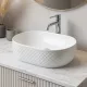 Rea Oktawia Pultra ültethető kerámia mosdótál 50x35,5 cm dekoratív felülettel, fényes fehér REA-U6366