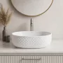 Rea Oktawia Pultra ültethető kerámia mosdótál 50x35,5 cm dekoratív felülettel, fényes fehér REA-U6366