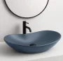 Rea Royal Pultra ültethető kerámia mosdótál 61,5x35,5 cm, matt kék REA-U6373