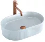 Rea Vanda 50 pultra tehető kerámia mosdó barázdált felülettel, matt baby blue színben.