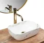 Rea Belinda Mini Shiny pultra tehető kerámia mosdó 36,5x25 cm, kőminta REA-U6505