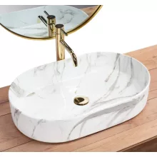   Rea Nadia Shiny Aiax pultra tehető kerámia mosdó 61x38,5 cm, kőminta REA-U6506