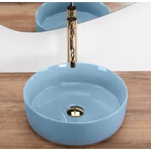   Rea Sami Shiny pultra tehető kerámia mosdó 36 cm, fényes kék REA-U6619