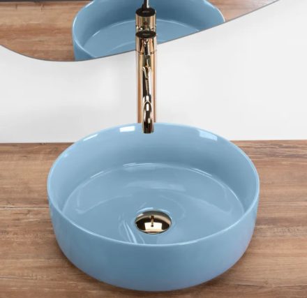 Rea Sami Shiny pultra tehető kerámia mosdó 36 cm, fényes kék REA-U6619