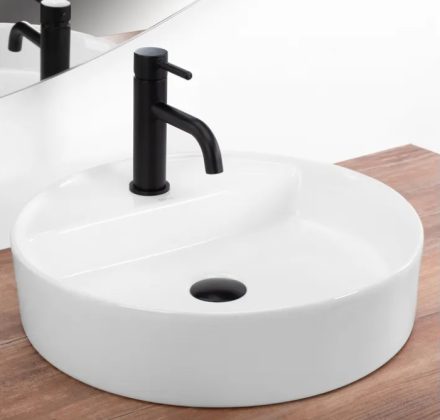 Rea Ronda pultra tehető kerámia mosdótál 45 cm nyitott csaplyukkal, fehér REA-U6622