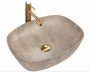 Rea Freia pultra ültethető kerámia mosdótál 51x39,5 cm, matt bézs kőminta REA-U6647