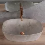 Rea Freja pultra ültethető kerámia mosdótál 51x39,5 cm, matt bézs kőminta REA-U6647