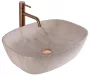 Rea Freja pultra ültethető kerámia mosdótál 51x39,5 cm, matt bézs kőminta REA-U6647