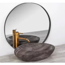   Rea Roxy pultra ültethető kerámia mosdótál 49x31 cm, sötétszürke kőminta REA-U6649
