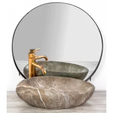   Rea Roxy Stone pultra ültethető kerámia mosdótál 49x31 cm, barna kőminta REA-U6650