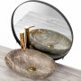 Rea Roxy Stone pultra ültethető kerámia mosdótál 49x31 cm, barna kőminta REA-U6650