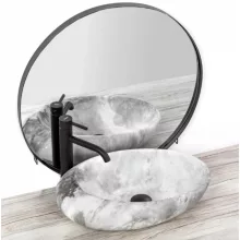   Rea Roxy Stone pultra ültethető kerámia mosdótál 49x31 cm, szürke kőminta REA-U6651
