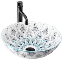   Rea Mandala Pultra szerelhető kerámia mosdótál 40 cm, mintás REA-U7502