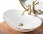 Rea Royal pultra ültethető kerámia mosdótál 62,5x36 cm, fehér arany éllel REA-U8570