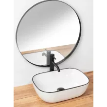   Rea Marbel pultra tehető kerámia mosdótál 47x33 cm, fehér/fekete REA-U8603