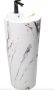 Rea Marmur álló kerámia mosdó 85 cm, csaplyukkal és túlfolyóval, fekete márványminta REA-U8704