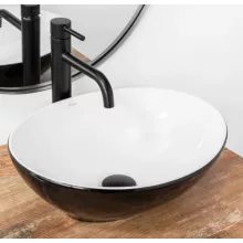  Rea Sofia pultra tehető kerámia mosdótál 41x34,5 cm, fehér / fekete REA-U8749