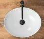 Rea Sofia pultra tehető kerámia mosdótál 41x34,5 cm, fehér / fekete REA-U8749