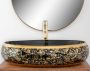 Rea Meryl pultra ültethető kerámia mosdótál 60x40,5 cm, fekete/arany REA-U8811