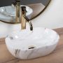 Rea Amelia Mini pultra ültethető kerámia 38x26 cm mosdótál, kőutánzat REA-U9107