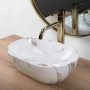 Rea Amelia Mini pultra ültethető kerámia 38x26 cm mosdótál, kőutánzat REA-U9107