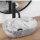 Rea Amelia Mini pultra ültethető kerámia mosdótál 38x26 cm, matt szürke kőhatás REA-U9109