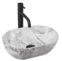 Rea Amelia Mini pultra ültethető kerámia mosdótál 38x26 cm, matt szürke kőhatás REA-U9109