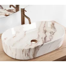   Rea Nadia pultra tehető kerámia mosdótál 61x39 cm, fényes kőhatás REA-U9239