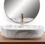 Rea Cleo Shiny pultra tehető kerámia mosdótál 61x41 cm, fényes kőminta REA-U9656