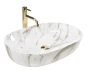 Rea Cleo Shiny pultra tehető kerámia mosdótál 61x41 cm, fényes kőminta REA-U9656