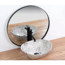   Rea Sofia pultra tehető mosdótál 41x34,5 cm, szürke kőminta REA-U9908