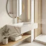 Rea Aresa Grey Gold fali mosdó 70x50 cm, fehér kőhatás