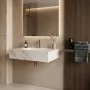 Rea Aresa Grey Gold fali mosdó 70x50 cm, fehér kőhatás
