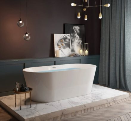 Rea Milano akril fürdőkád 150x74 cm, Click-Clack leeresztővel és szifonnal, fehér REA-W2000