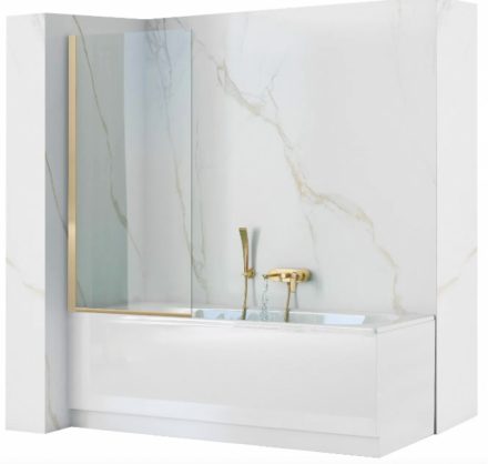 Rea Elegant fix kádparaván 70x140 cm átlátszó üveggel és arany profilszínnel REA-W5600