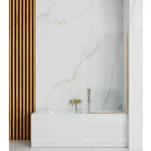Rea Elegant fix kádparaván 80x140 cm átlátszó üveggel világos arany profil REA-W5601