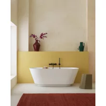  Roca Tura ovális Stonex® fürdőkád 170x75 cm túlfolyóval és fa tálcával, fehér A248671000