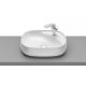 Roca Beyond pultra ültethető FineCeramic mosdó 58,5x45,5 cm beépített lefolyóval, fehér A3270B8000