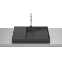   Roca Horizon pultra ültethető kerámia mosdó 60x38 cm túlfolyó nélkül, matt fekete A32727908B