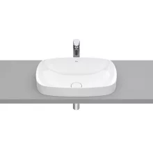   Roca Inspira Round Soft pultba építhető FineCeramic mosdó 55x37 cm túlfolyó és csaplyuk nélkül, fehér A327504000