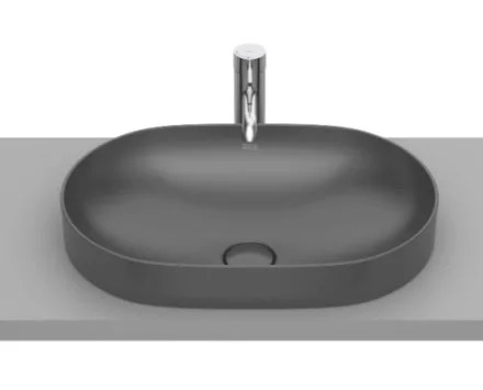 Roca Inspira Round pultba építhető FineCeramic mosdó 55x37 cm, Onyx színű A327527640